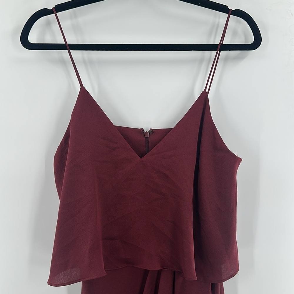 Shona Joy Luxe Frill Tulip Hem Maxi Dress Burgundy 6 - Picture 4 of 10